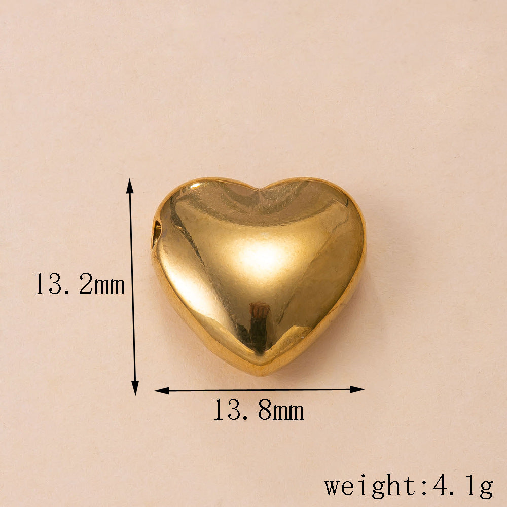 Heart Shape Pendant In Simple Style, 304 Stainless Steel With 18K Real Gold Plated PVD Coated Polished Finish