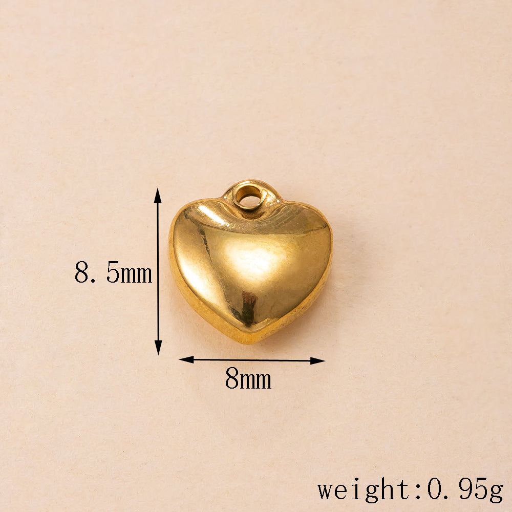 Heart Shape Pendant In Simple Style, 304 Stainless Steel With 18K Real Gold Plated PVD Coated Polished Finish