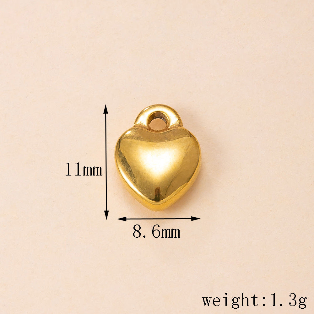 Heart Shape Pendant In Simple Style, 304 Stainless Steel With 18K Real Gold Plated PVD Coated Polished Finish