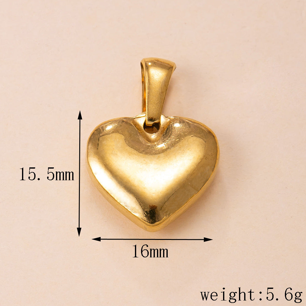 Heart Shape Pendant In Simple Style, 304 Stainless Steel With 18K Real Gold Plated PVD Coated Polished Finish