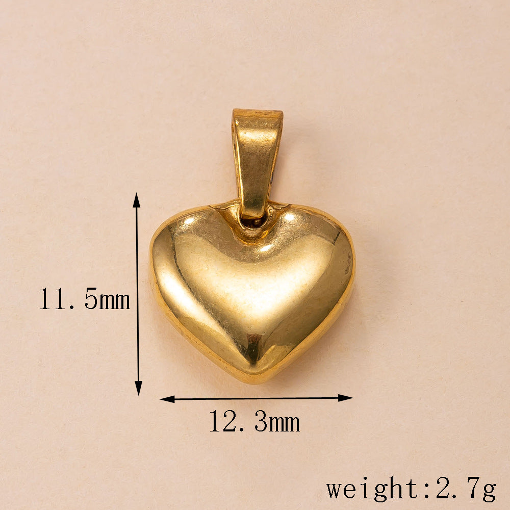 Heart Shape Pendant In Simple Style, 304 Stainless Steel With 18K Real Gold Plated PVD Coated Polished Finish