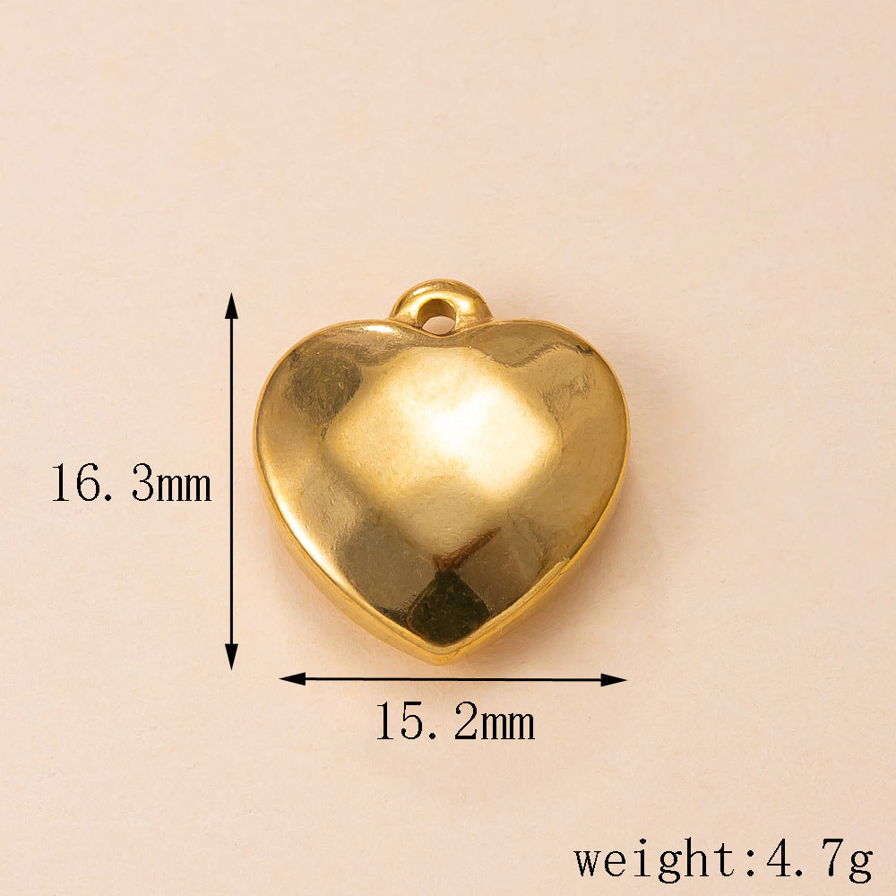 Heart Shape Pendant In Simple Style, 304 Stainless Steel With 18K Real Gold Plated PVD Coated Polished Finish