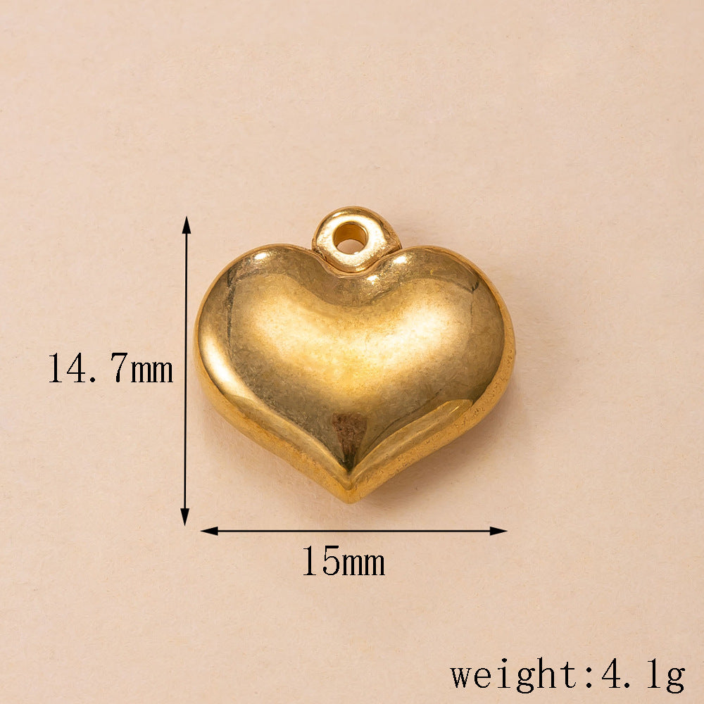 Heart Shape Pendant In Simple Style, 304 Stainless Steel With 18K Real Gold Plated PVD Coated Polished Finish