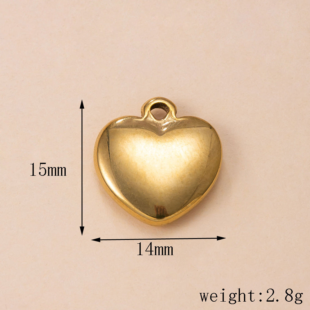 Heart Shape Pendant In Simple Style, 304 Stainless Steel With 18K Real Gold Plated PVD Coated Polished Finish