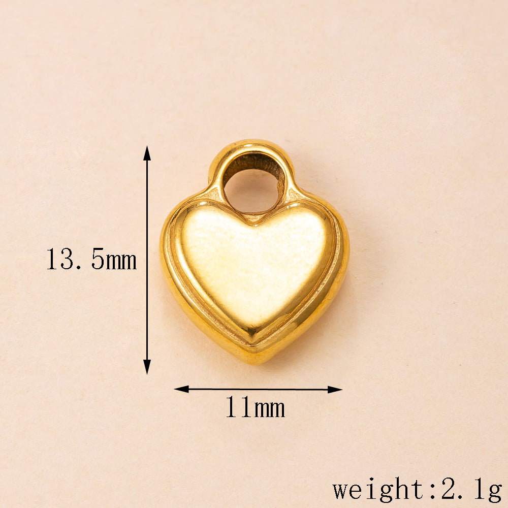 Heart Shape Pendant In Simple Style, 304 Stainless Steel With 18K Real Gold Plated PVD Coated Polished Finish