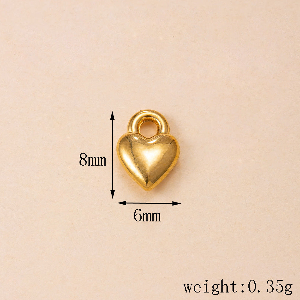 Heart Shape Pendant In Simple Style, 304 Stainless Steel With 18K Real Gold Plated PVD Coated Polished Finish