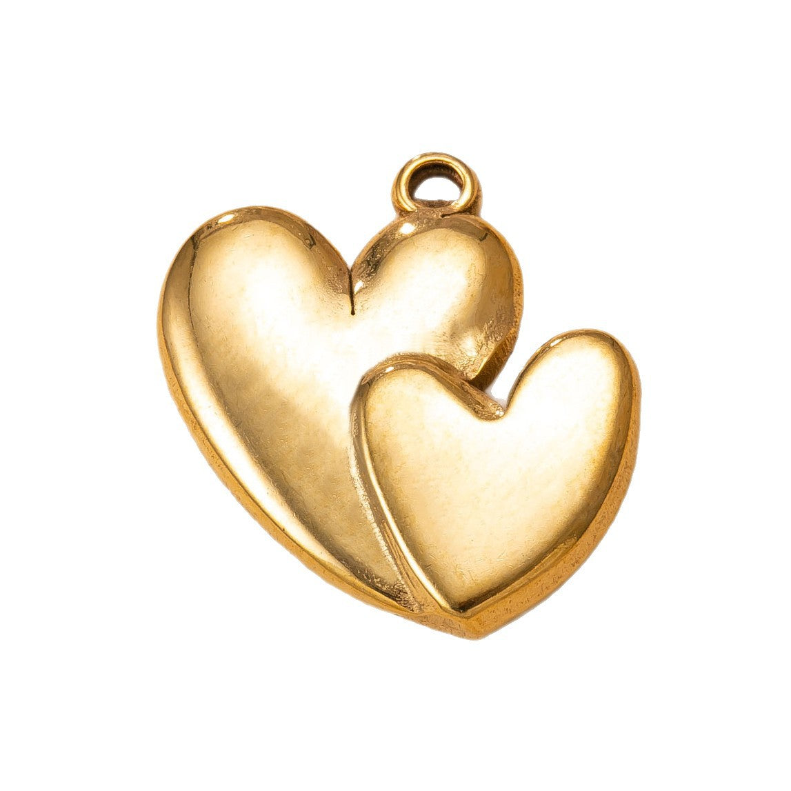 Heart Shape Pendant In Simple Style, 304 Stainless Steel With 18K Real Gold Plated PVD Coated Polished Finish