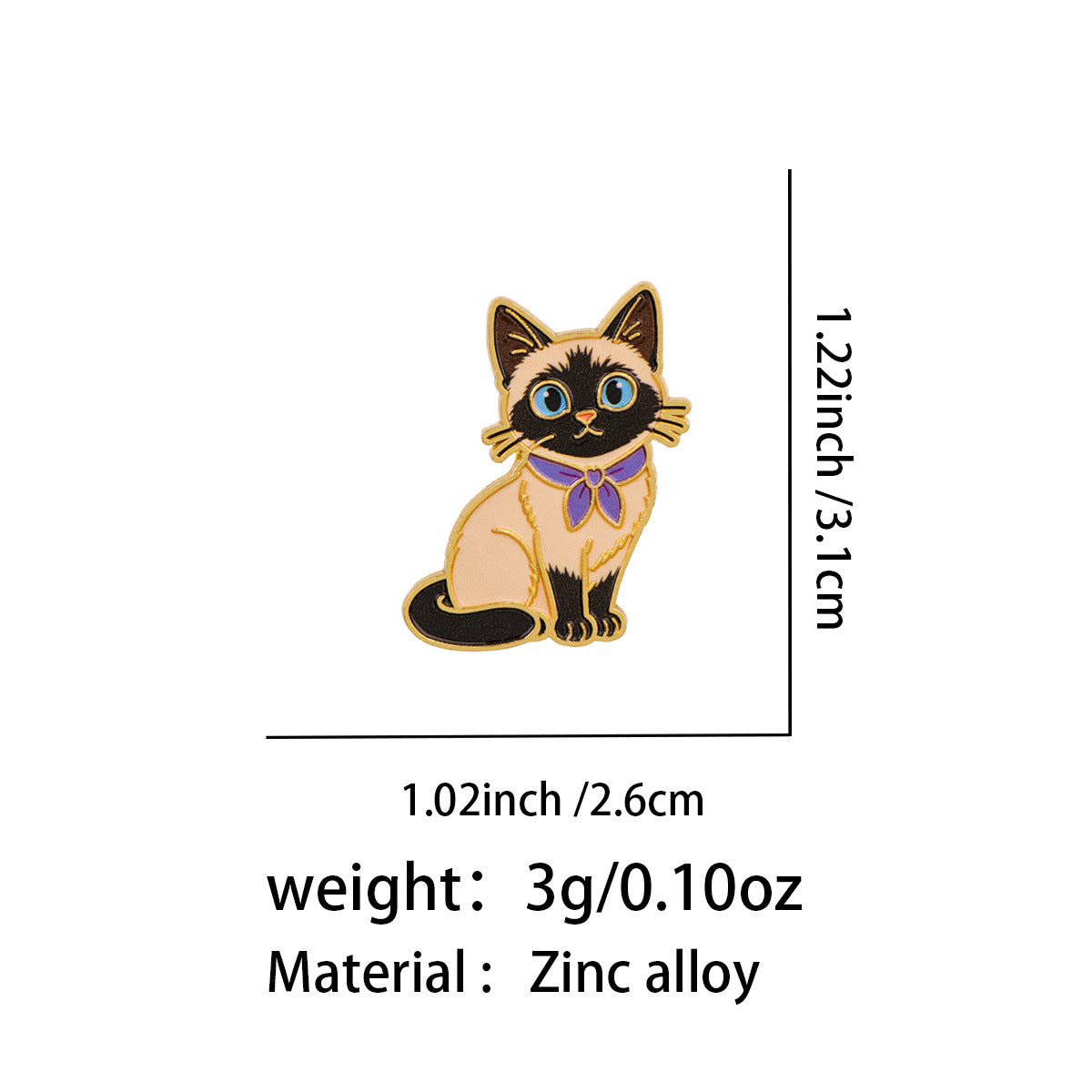 Cat Pin Made Of Zinc Alloy Featuring Electroplated Craftsmanship