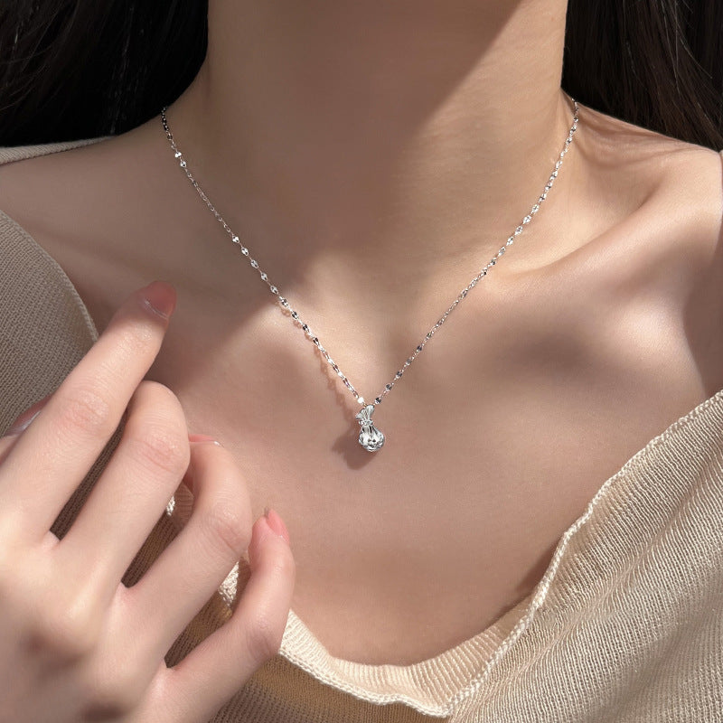 Ethnic Style Pocket Necklace For Women In S999 Silver With Cable Chain