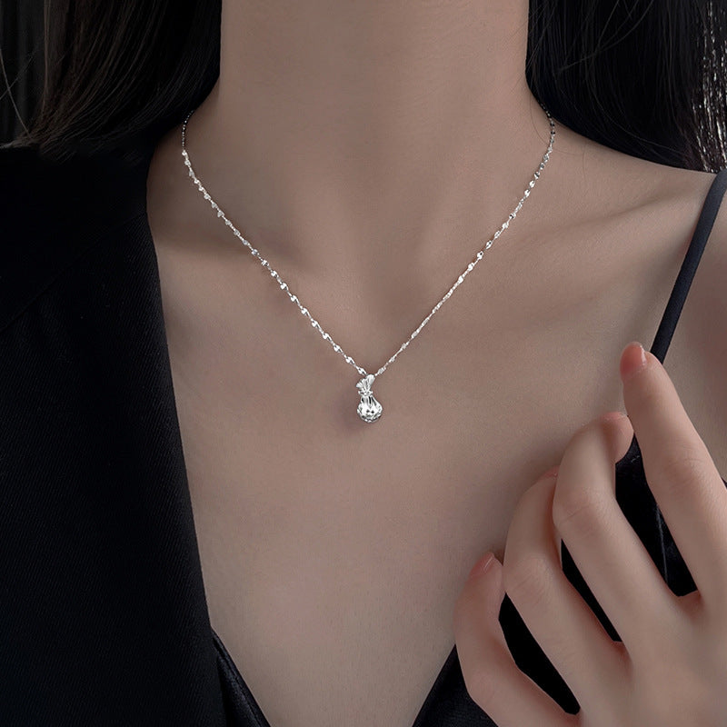 Ethnic Style Pocket Necklace For Women In S999 Silver With Cable Chain