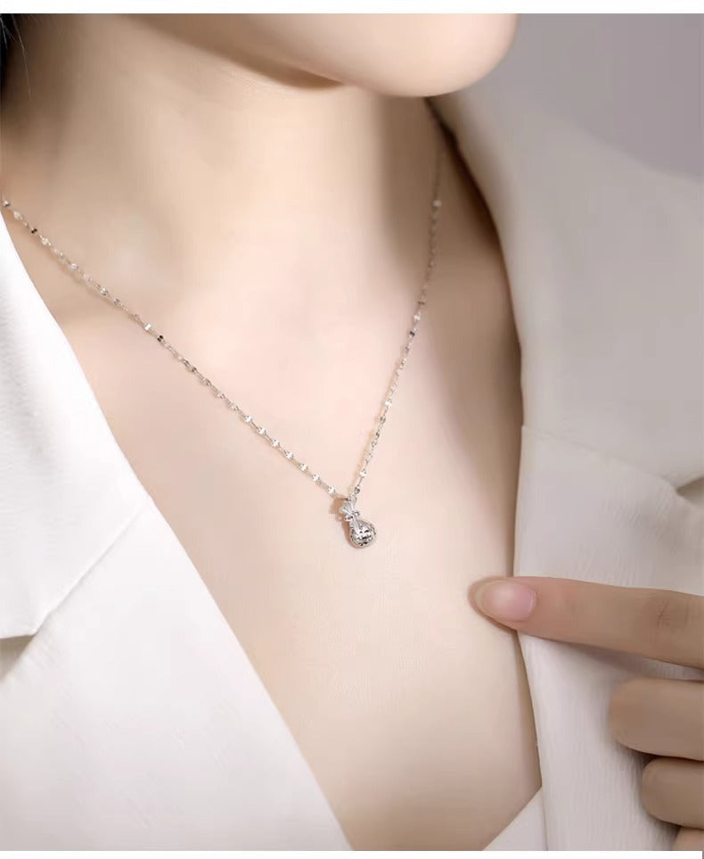 Ethnic Style Pocket Necklace For Women In S999 Silver With Cable Chain