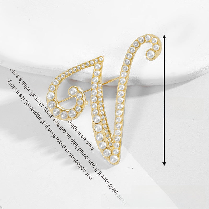 Gold Alloy Pin Featuring Artificial Pearl Inlay With Elegant Pearl Craftsmanship