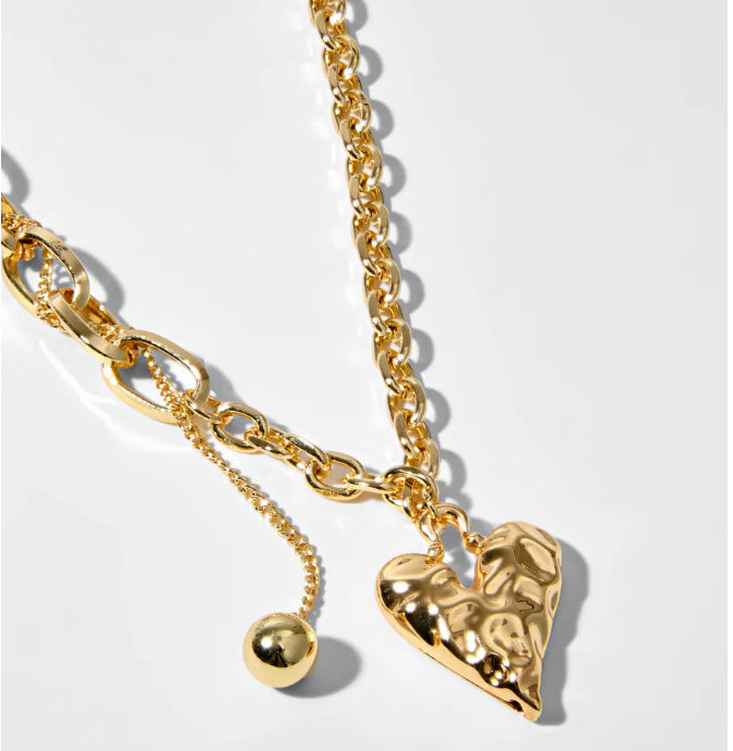 Exaggerated Heart Shape Pendant For Women In Gold With Electroplated Zinc Alloy, 1 Set