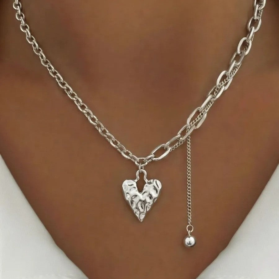 Exaggerated Heart Shape Pendant For Women In Gold With Electroplated Zinc Alloy, 1 Set