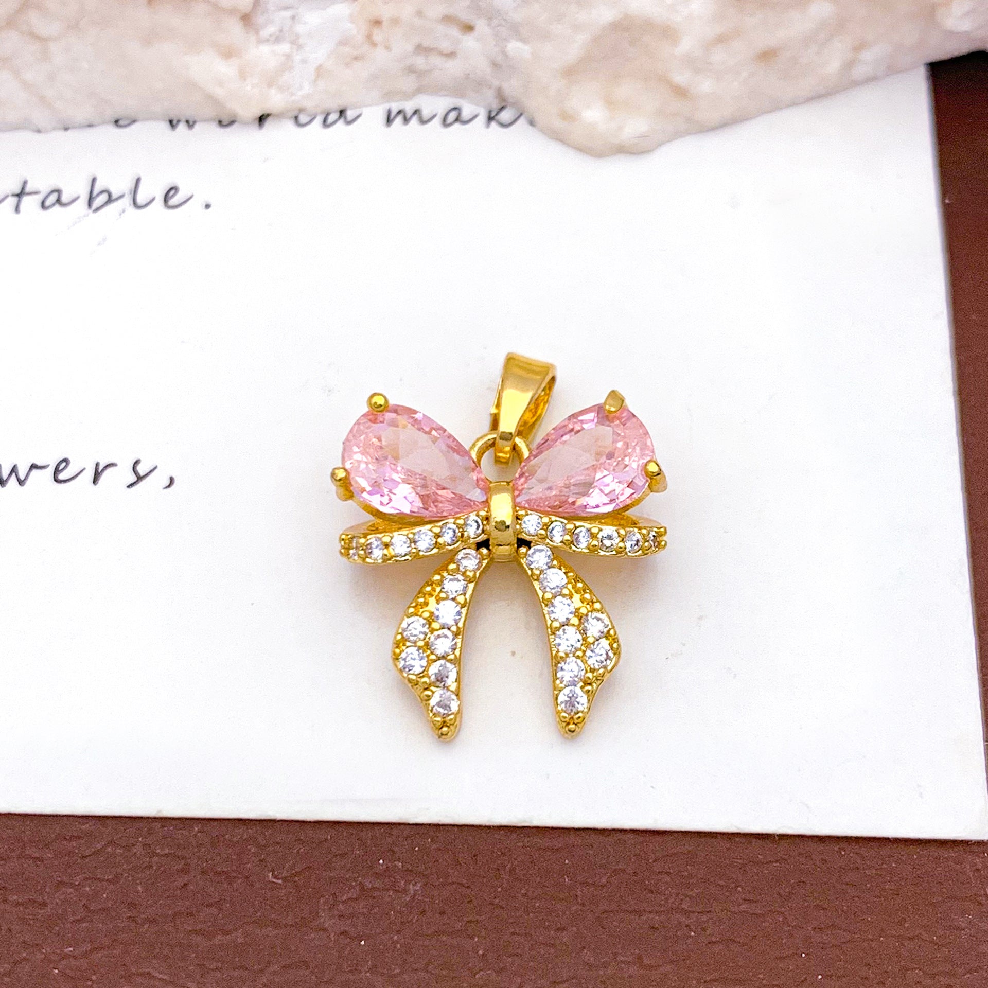 Bow Tie Pendant For Women With Electroplated Gold Plating And Tassel Design In Copper, Ideal For Winter