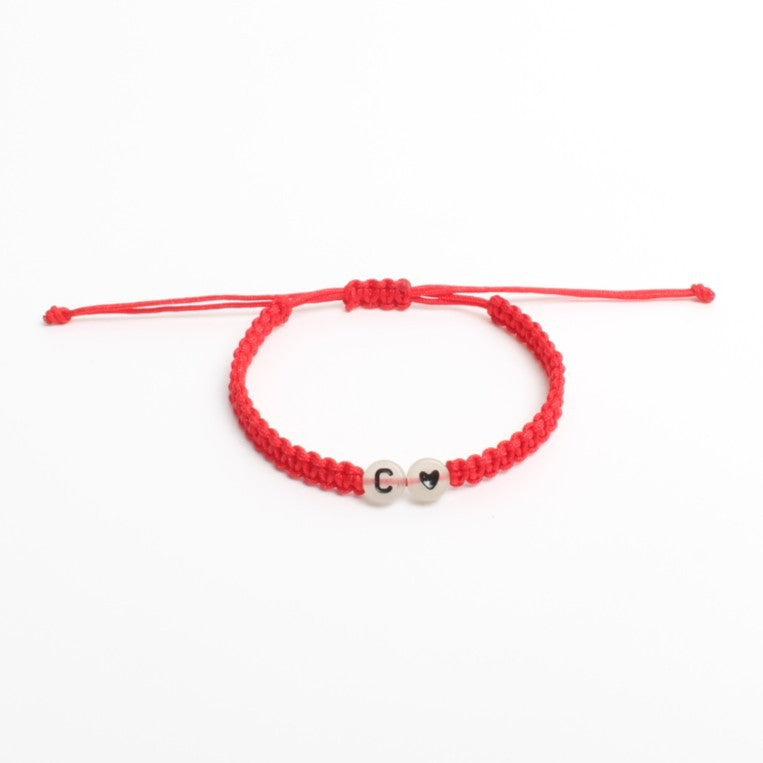 Luminous Red Line Bracelet In Simple Style With Mixed Materials And Slider Chain For Couples