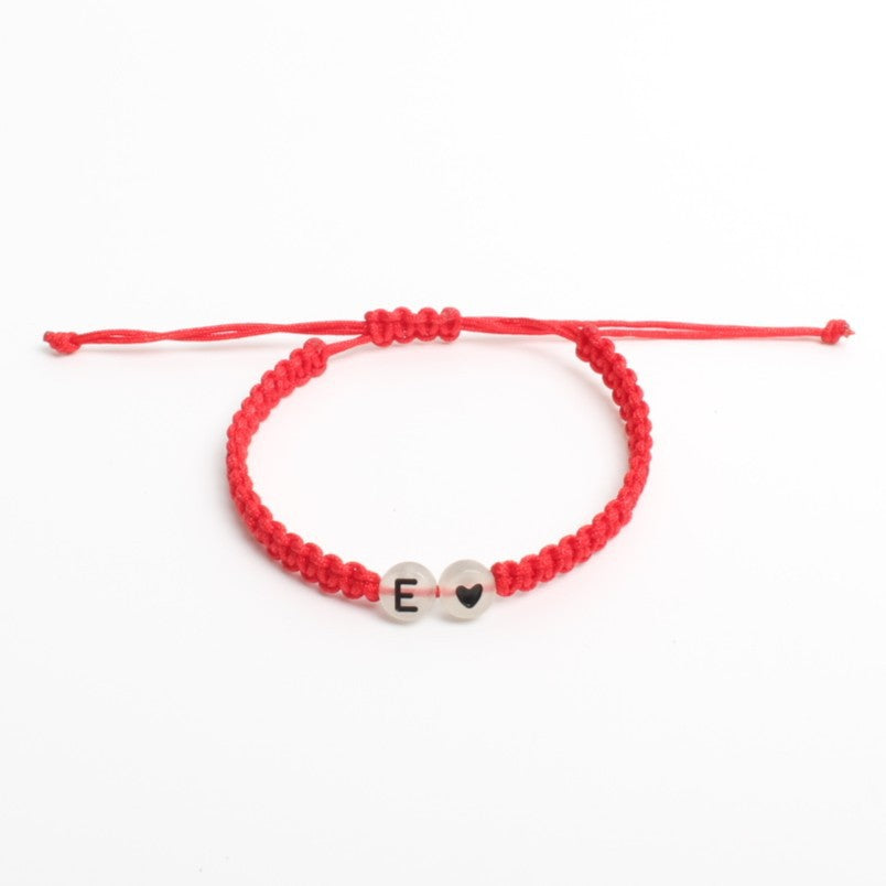 Luminous Red Line Bracelet In Simple Style With Mixed Materials And Slider Chain For Couples
