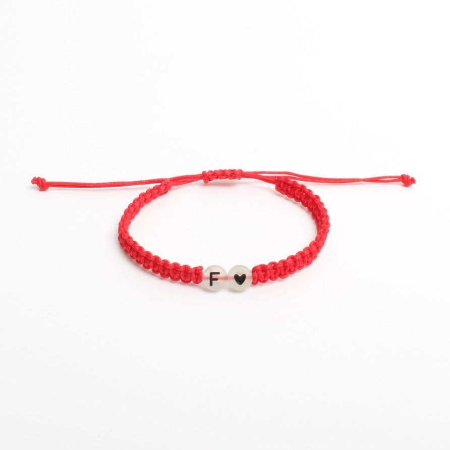 Luminous Red Line Bracelet In Simple Style With Mixed Materials And Slider Chain For Couples