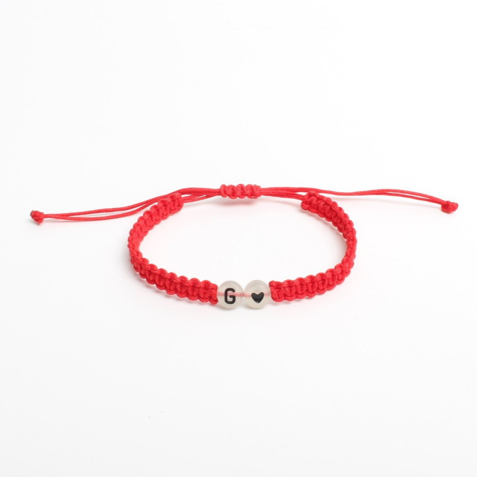 Luminous Red Line Bracelet In Simple Style With Mixed Materials And Slider Chain For Couples