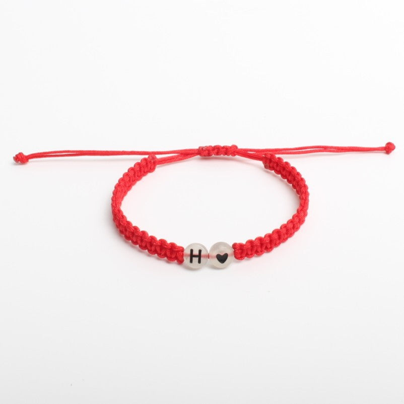 Luminous Red Line Bracelet In Simple Style With Mixed Materials And Slider Chain For Couples