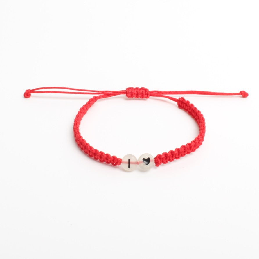Luminous Red Line Bracelet In Simple Style With Mixed Materials And Slider Chain For Couples