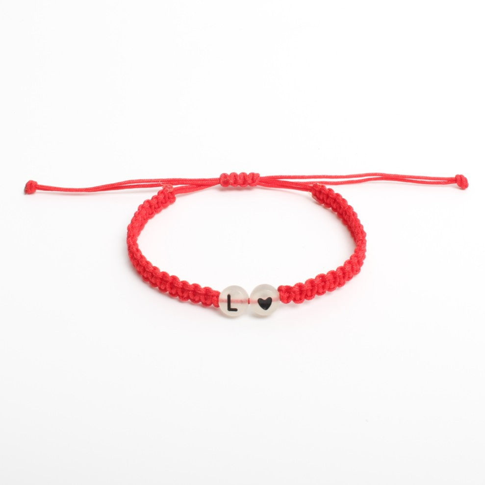 Luminous Red Line Bracelet In Simple Style With Mixed Materials And Slider Chain For Couples