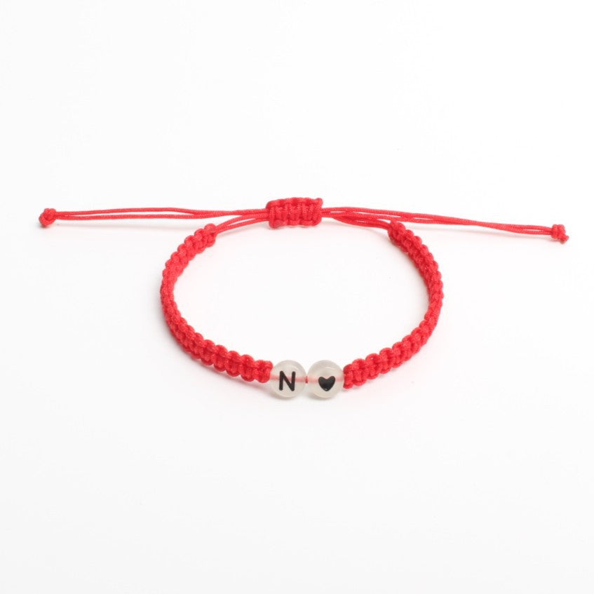 Luminous Red Line Bracelet In Simple Style With Mixed Materials And Slider Chain For Couples