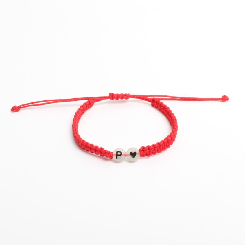 Luminous Red Line Bracelet In Simple Style With Mixed Materials And Slider Chain For Couples