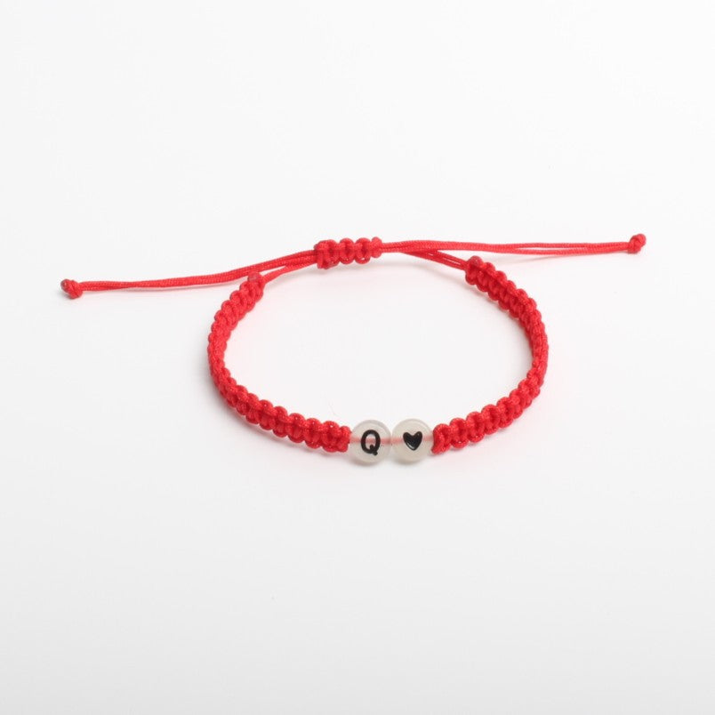 Luminous Red Line Bracelet In Simple Style With Mixed Materials And Slider Chain For Couples