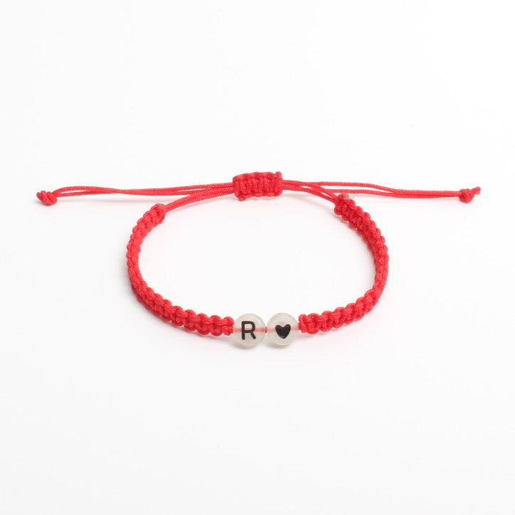 Luminous Red Line Bracelet In Simple Style With Mixed Materials And Slider Chain For Couples