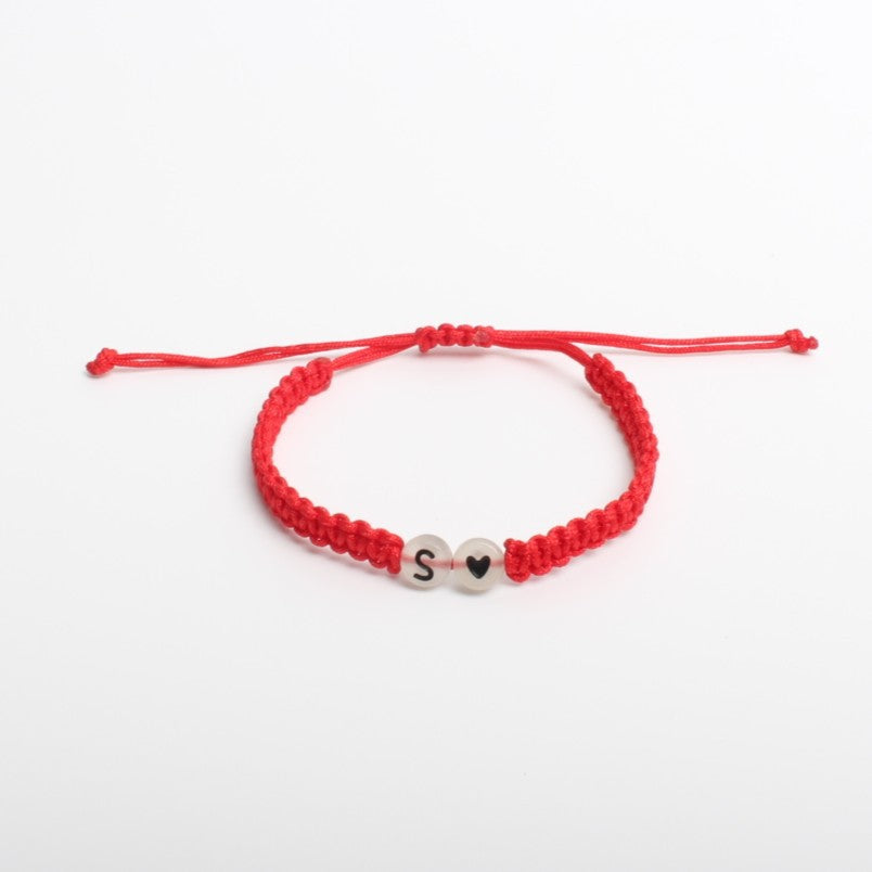 Luminous Red Line Bracelet In Simple Style With Mixed Materials And Slider Chain For Couples