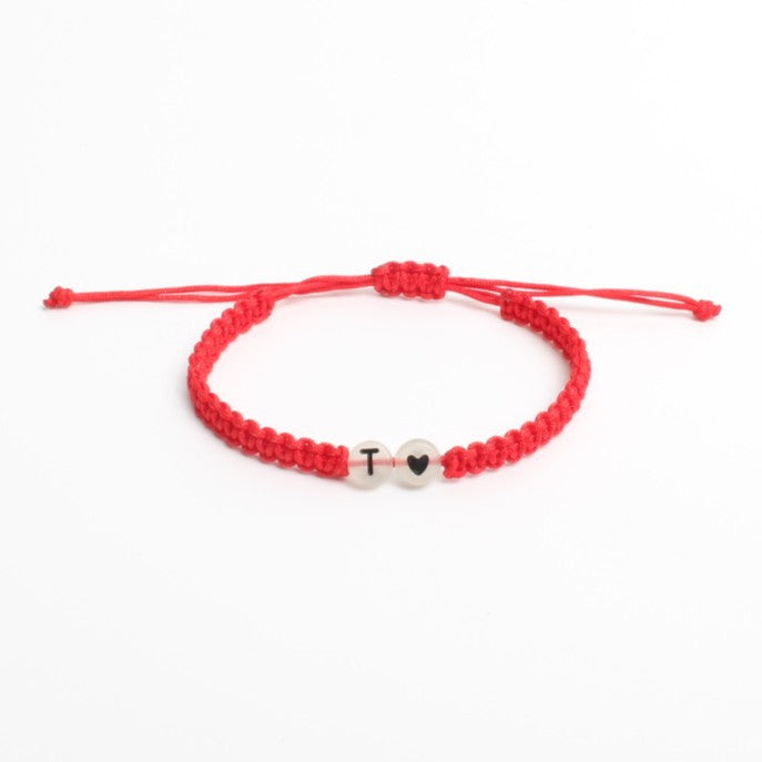 Luminous Red Line Bracelet In Simple Style With Mixed Materials And Slider Chain For Couples