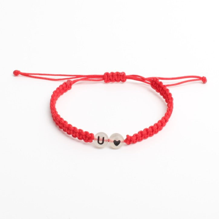 Luminous Red Line Bracelet In Simple Style With Mixed Materials And Slider Chain For Couples