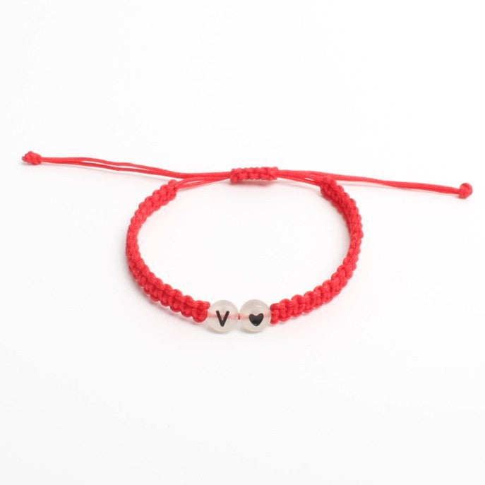 Luminous Red Line Bracelet In Simple Style With Mixed Materials And Slider Chain For Couples