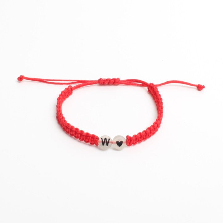 Luminous Red Line Bracelet In Simple Style With Mixed Materials And Slider Chain For Couples
