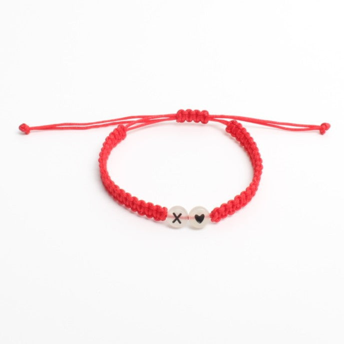 Luminous Red Line Bracelet In Simple Style With Mixed Materials And Slider Chain For Couples