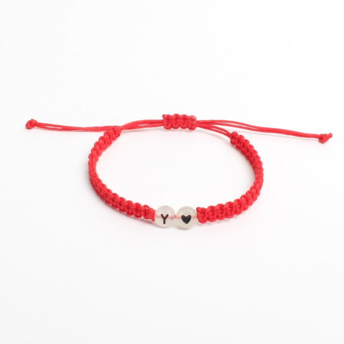 Luminous Red Line Bracelet In Simple Style With Mixed Materials And Slider Chain For Couples
