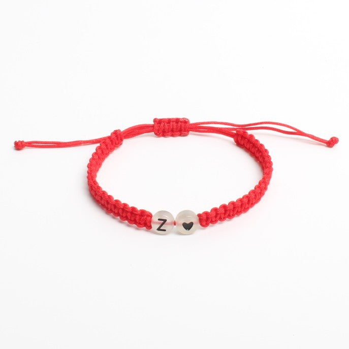 Luminous Red Line Bracelet In Simple Style With Mixed Materials And Slider Chain For Couples