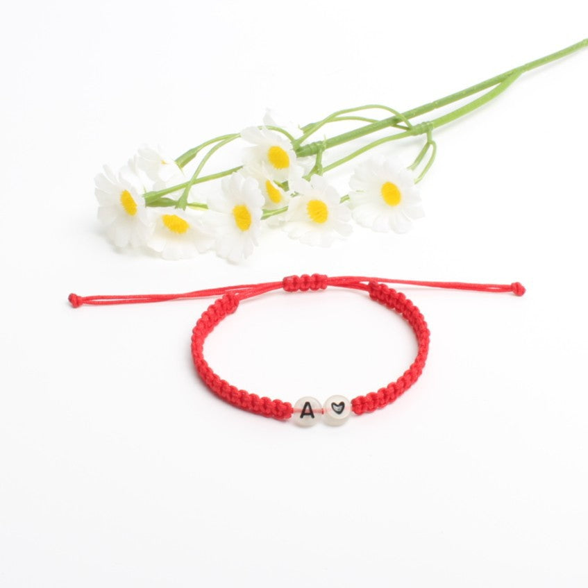 Luminous Red Line Bracelet In Simple Style With Mixed Materials And Slider Chain For Couples