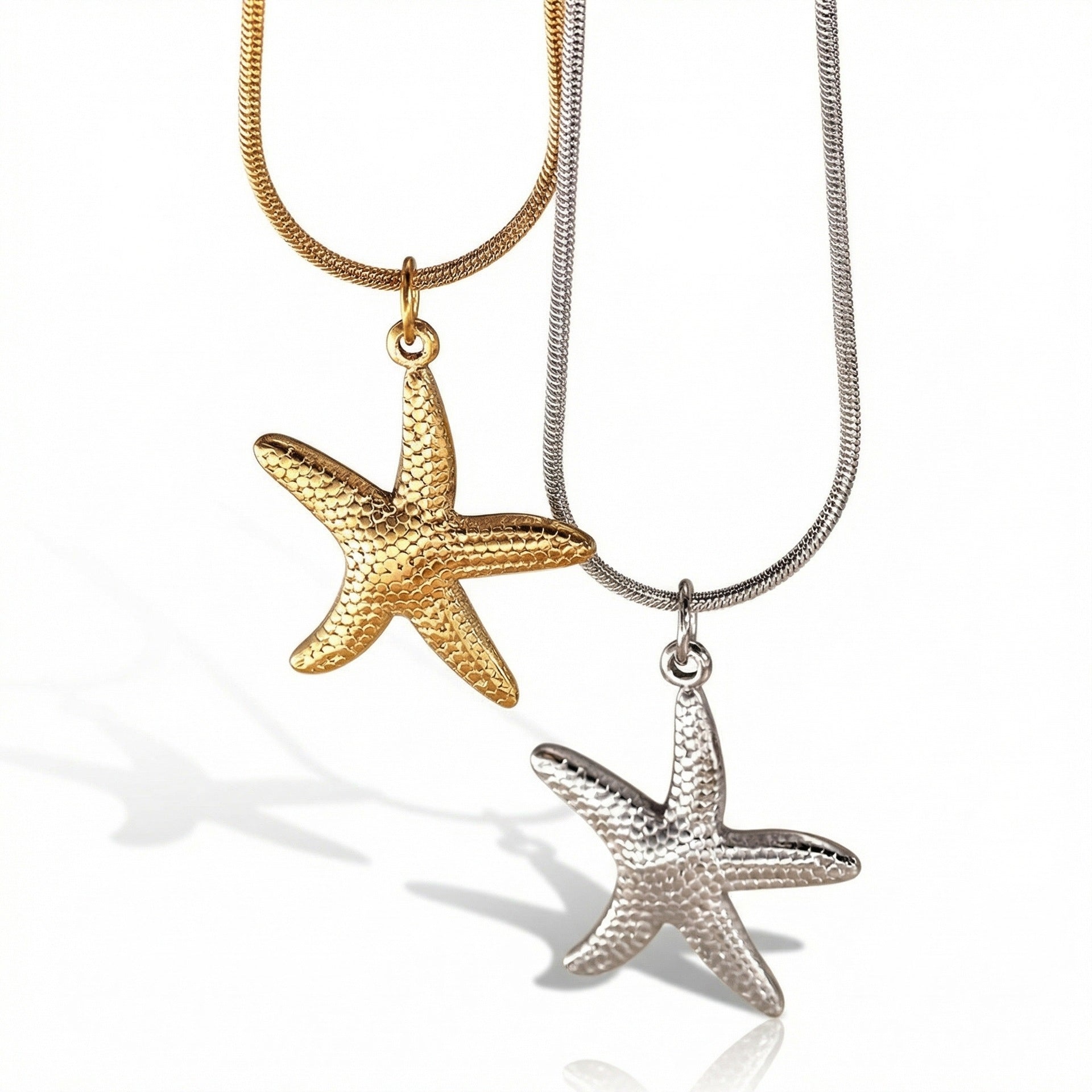 Luxurious Ocean Pendant Necklace For Women In Steel Color 304 Stainless Steel With Electroplated Finish And Snake Chain