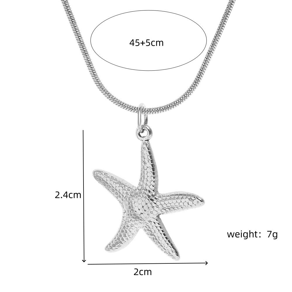 Luxurious Ocean Pendant Necklace For Women In Steel Color 304 Stainless Steel With Electroplated Finish And Snake Chain