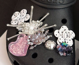 Commute Style Shoe Buckle With Flower Pattern Beading For Slippers