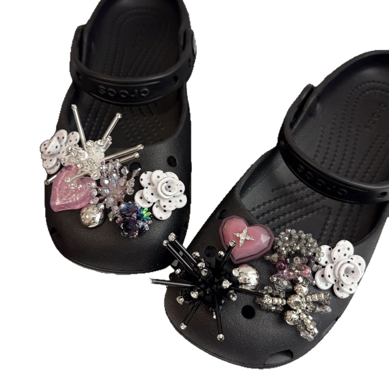 Commute Style Shoe Buckle With Flower Pattern Beading For Slippers