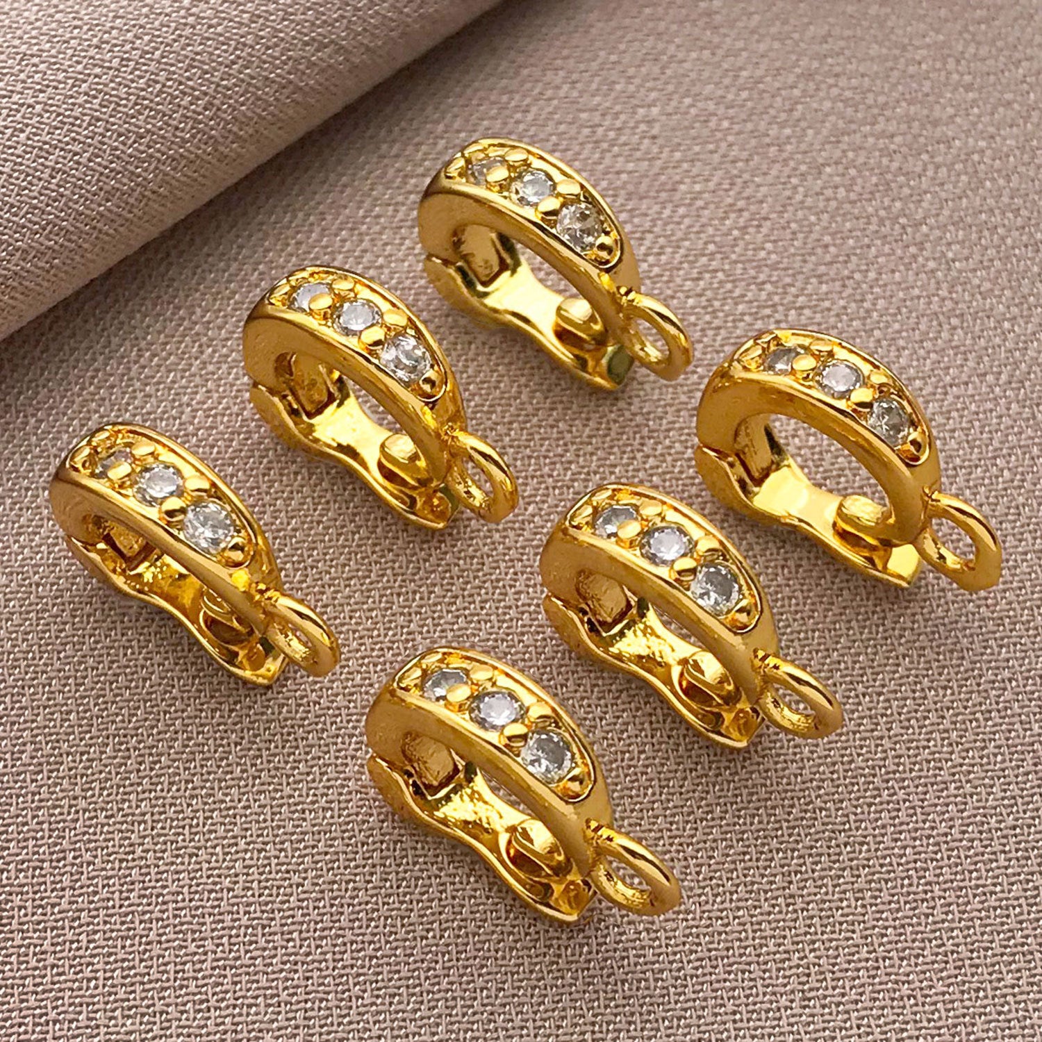 Copper Melon Seed Buckle Jewelry Accessory With 18K Real Gold Plating And Zircon Inlay, Electroplated Finish In Gold