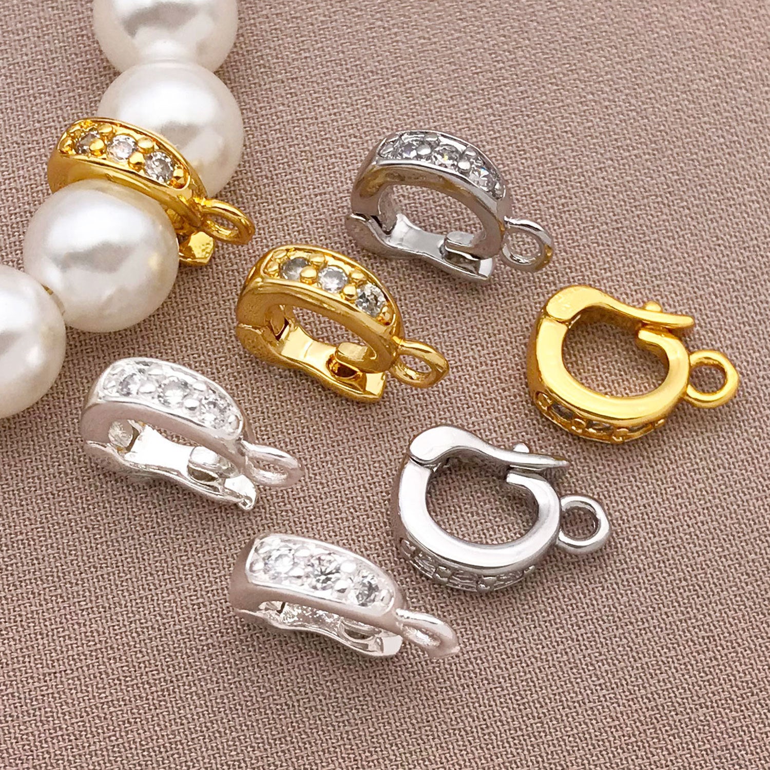 Copper Melon Seed Buckle Jewelry Accessory With 18K Real Gold Plating And Zircon Inlay, Electroplated Finish In Gold