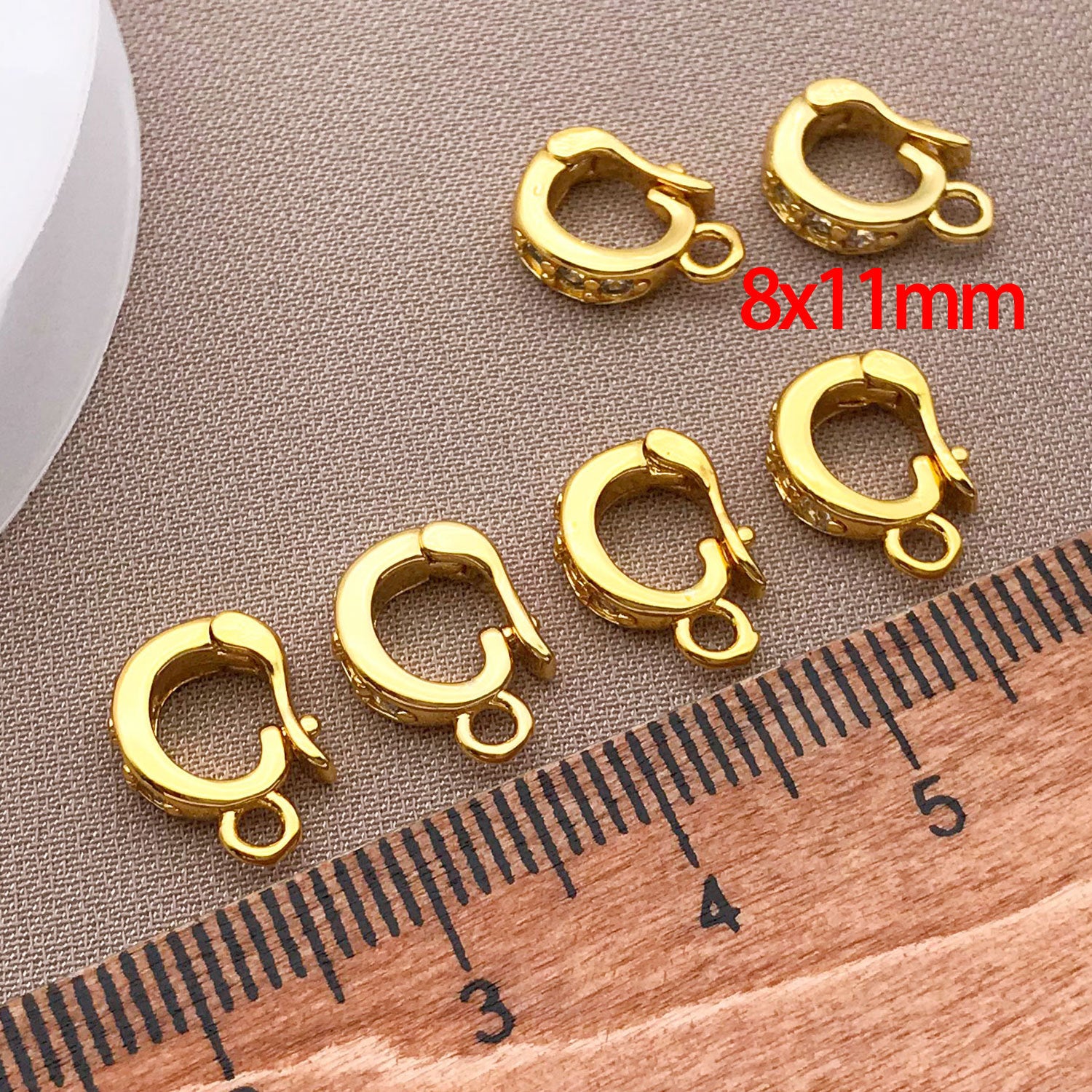 Copper Melon Seed Buckle Jewelry Accessory With 18K Real Gold Plating And Zircon Inlay, Electroplated Finish In Gold
