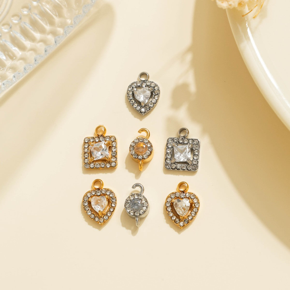 Geometric Pendant Featuring Electroplated 18K Real Gold Plated 304 Stainless Steel With Zircon Inlay