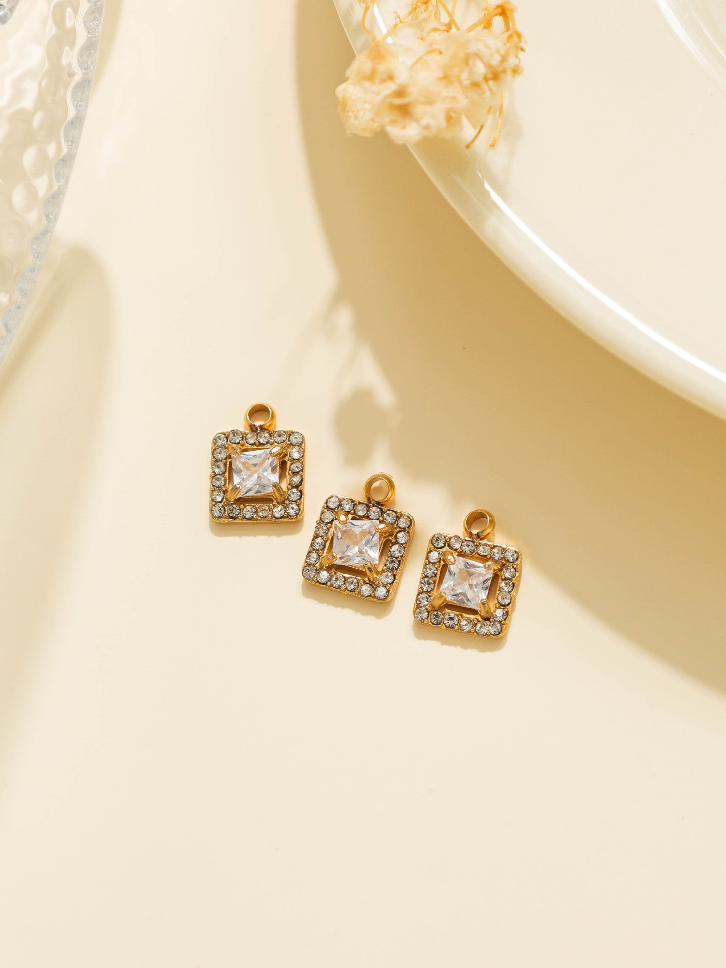 Geometric Pendant Featuring Electroplated 18K Real Gold Plated 304 Stainless Steel With Zircon Inlay