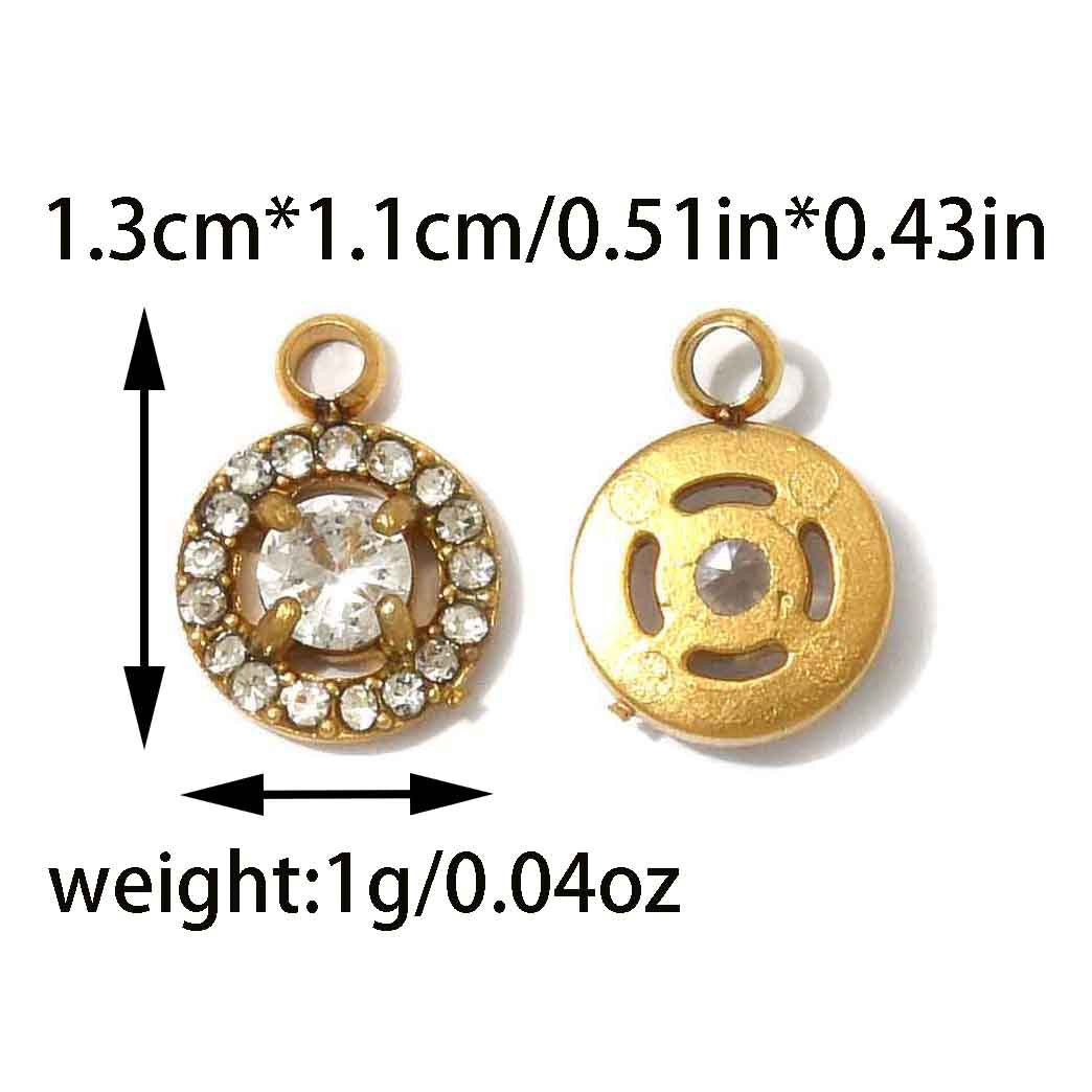 Geometric 304 Stainless Steel Pendant With Zircon Inlay, Electroplated Finish, Stylish Commute Jewelry Accessory