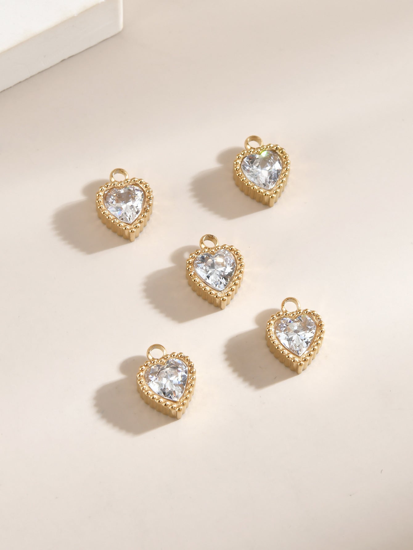 Gold Electroplated Metal Quadrilateral Pendant With Zircon Inlay, Jewelry Accessories